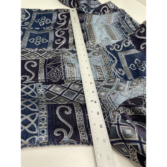 Christopher & Banks Tapestry Blazer Jacket Full Zip Denim Blue Patchwork Size XL - Picture 10 of 11